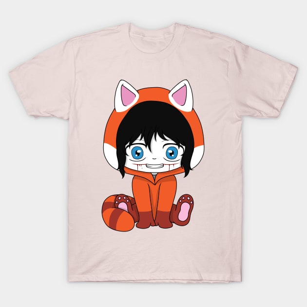 creepypasta red panda (jeff the killer) T-Shirt by LillyTheChibi